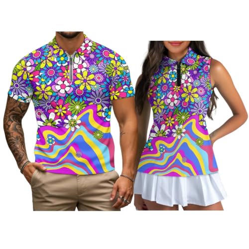 Camisas de golf a juego para parejas de manga corta chaqlin ropa deportiva casual unisex