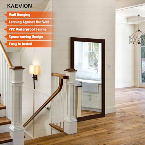 Image of Wall Hanging 3ft Brown Waterproof PVC Framed Wall Mirror for Bedroom or Bathroom |Home Decor Wall Mounted Mirror for Bedroom Living-Room Vanity Farmhouse| wash Room Mirror for Wall