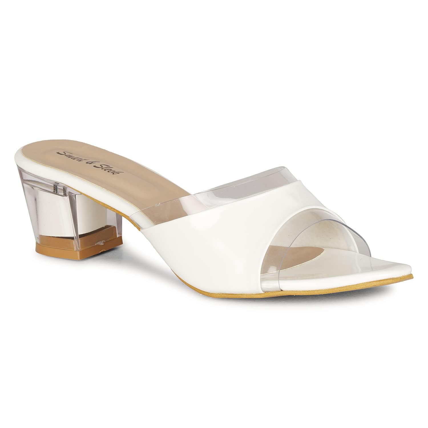 Smart & Sleek Slip-On Mules with Transparent Block Heel, AB6 (White, UK Footwear Size System, Adult, Women, Numeric, Medium, 5) (B0DHP51NPY) Amazon Price History, Amazon Price Tracker