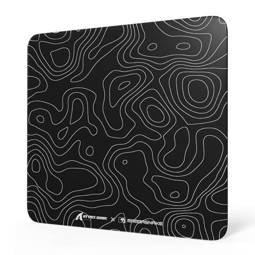 Attack Shark CM05 Contour Glass Gaming Mousepad,Nano-Micro-Etched Texture,Smooth Glass Surface,High Accuracy,Fast-Moving,Anti-Scratch, PU Leather Super Non-Slip Base,Large Size(450×400mm),Black