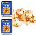 200x Strong Brass Plated Drawing Pins with Flat Head
