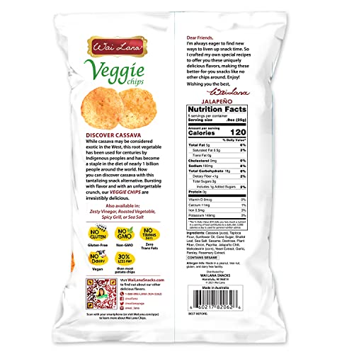Wai Lana Veggie Chips - Gluten Free, Non-Gmo, Vegan, Zero Trans Fats (Jalapeno, 4.5 Ounce (Pack Of 12)) #TOP1