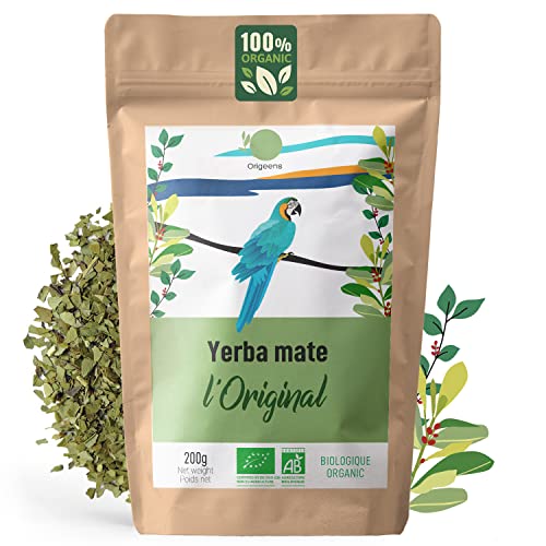 ORIGEENS ORGANIC YERBA MATE 200g | Yerba Mate Tea Hand-picked Unsmoked Leaf without stems not powdery | Energy and Detox Drink