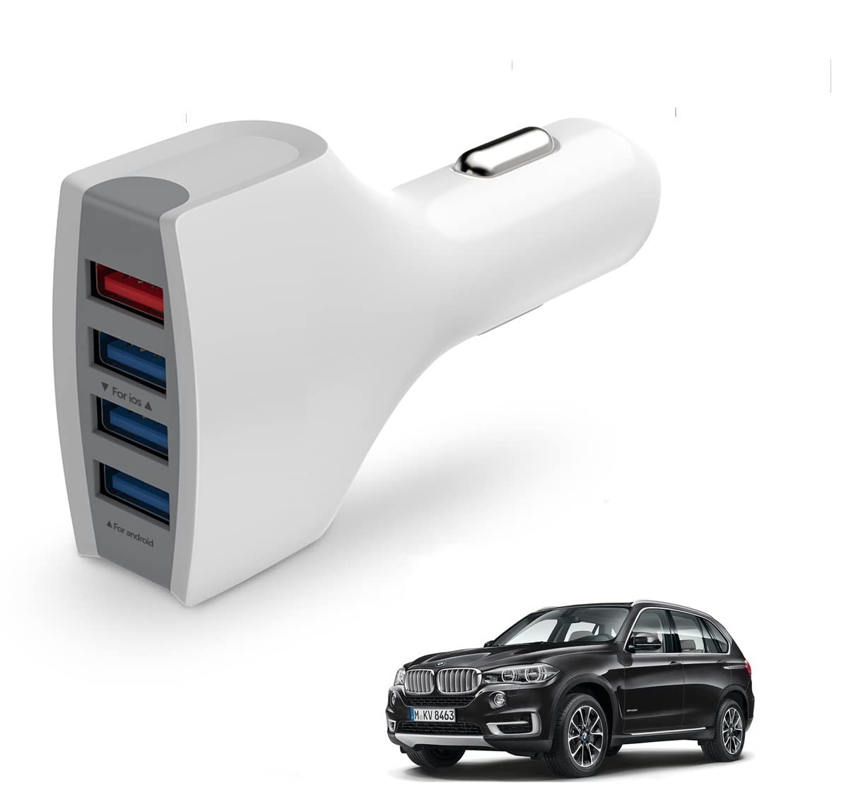 Kozdiko USB Car Fast Charger 4 Ports Multi Sockets 36W 4.1 Charger All Andriod & i-Os Smartphones for BMW X5