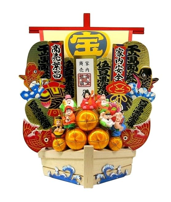 Amazon.co.jp: 縁起物 宝船 中 風水 七福神 置物 : ホーム＆キッチン