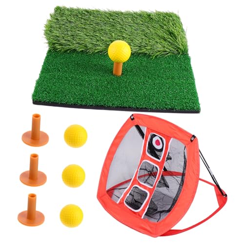 TOBBOMEY Golf Accessories Kit Practice Net Training Pad Set Golf Hitting Net Nylon Material
