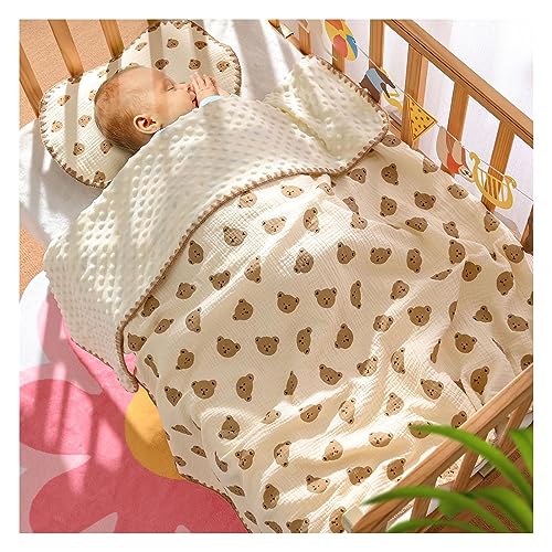 Couverture pour bébé, Motif à Pois Mignon et Respirant, Couverture de Refroidissement pour bébé Douce pour l'école Maternelle pour la Chambre à Coucher (Petit Ours)