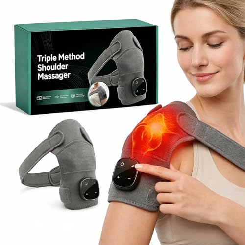 Shoulder Massager - 2-in-1 Heated Shoulder Massager Portable Brace with 5 Heat Level&3 Vibration Modes 5000mAh Battery for Neck and Trap Relief Fits Left or Right (A1)