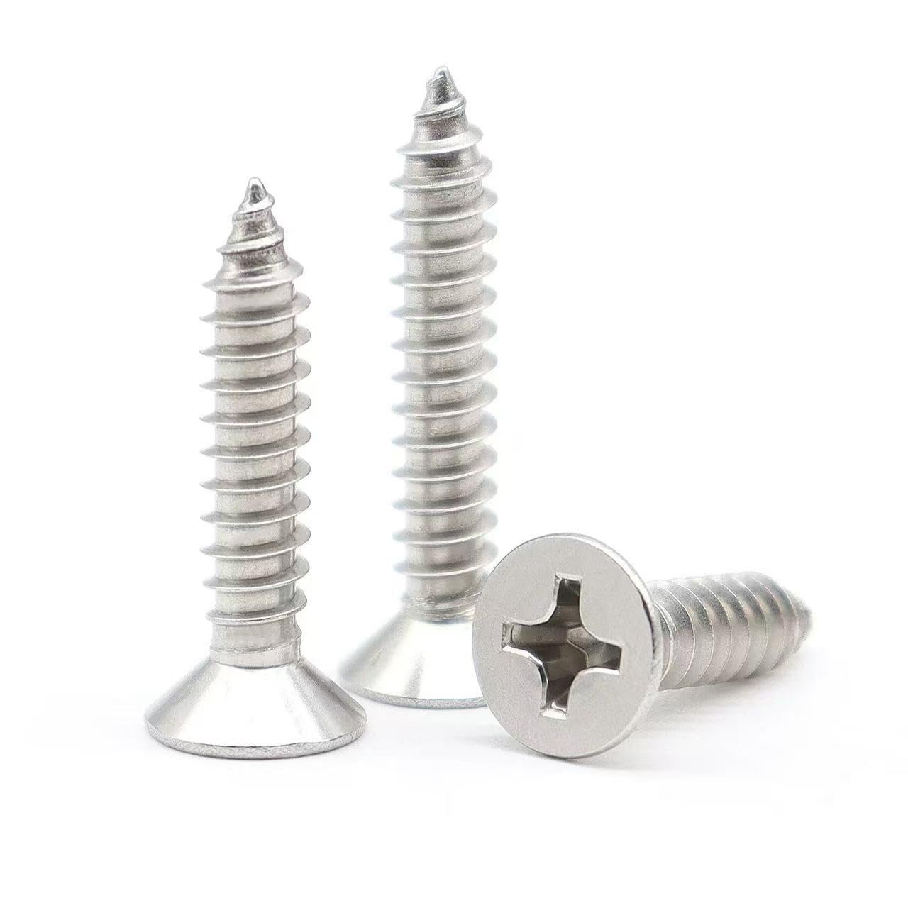 Vis autotaraudeuses tête plate cruciforme inox 304 M2.9-M6.3 pour bois métal plastique (100,M5.5 x 70mm)