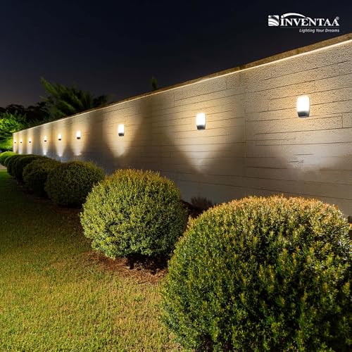 Image of INVENTAA EXLA 12W Outdoor Wall Lights 2 Pack | Outdoor Lights Waterproof Bulkhead Light for Wall Lights for Home | Durable Balcony Lights (White, Warm White)