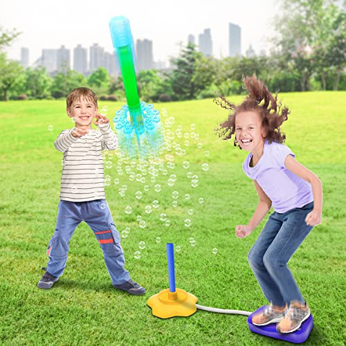 Artcreativity Bubble Rocket Launcher Toy Set, Includes 2 Bubble Rockets, Bubble Solution, Pump, And Base, Flying Bubble Blaster Rockets For Hours Of Outdoor Fun, Bubble Maker Gift For Kids #TOP1