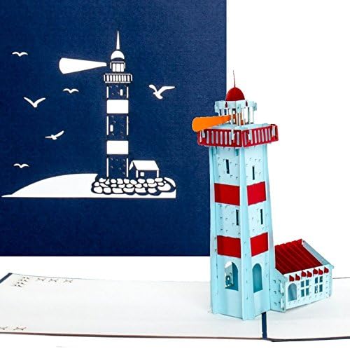Pop-Up Card Lighthouse 3D Birthday Card Maritime Invitation Voucher Souvenir & Greeting Card from Baltic Sea and North Sea