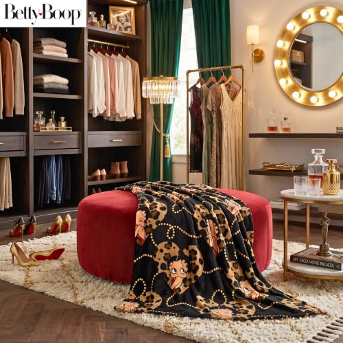 Image of Franco Betty Boop Cheetah Throw Blanket, Super Soft Cozy Plush Bedding, 70 inch x 50 inch, (Officially Licensed Product)