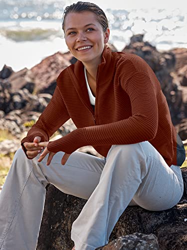 Anrabess Women'S 2024 Fall Long Sleeve Half Zip Casual Oversized Ribbed Knit Pullover Sweater Top Thumb Hole Trendy Outfits Rust Medium thumb #4