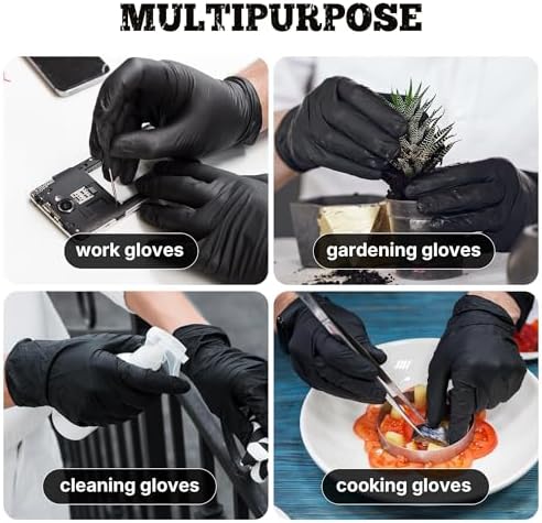 TitanFlex Black Nitrile Disposable Gloves, 5 Mil, Fully Textured, Heavy Duty, Latex Free & Powder Free for Cooking, Food Prep, kitchen clean, 100 ct (S) - 5