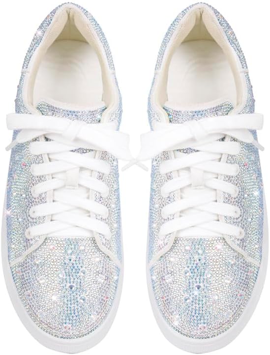 sexytag Sparkle Rhinestone Sneakers for Women Glitter Bedazzled Platform Fashion Sneaker Tennis Shoes