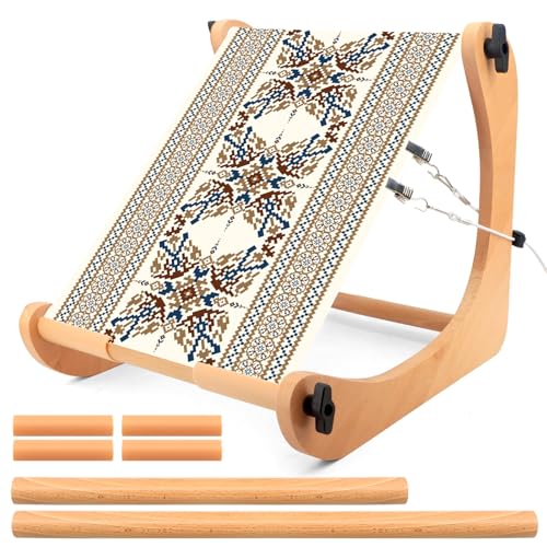 Image of ZOCONE Multifunctional Beech Wood Embroidery Hoop Stand, Adjustable Embroidery Stand 360 Degrees Rotated Cross Stitch Stand, Embroidery Hoop Holder for Cross Stitch and Embroidery Project (C)