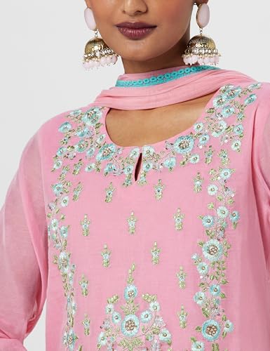 Image of BIBA Women Art Silk A-Line Kurta Regular Pant Suit Set