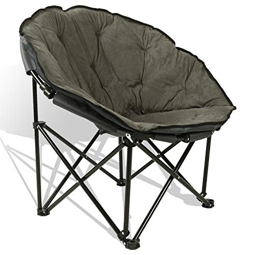 Soucoupe de chaise lune pliante extra confort avec coussin en daim pour tout salon, dortoir ou appartement
