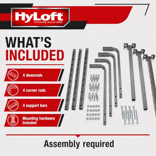 Image of HyLoft Adjustable Garage Ceiling Mount Storage Rack Kit, Ceiling Shelving Mounts, 34 in. x 26 in., 80844-10, Hammertone