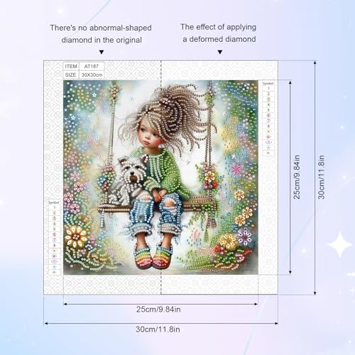 Image of AiYuanzsh 5D Special Shape Diamond Art Kits for Beginners, Swing Diamond Art Painting Kits for Adults, Crystal Rhinestones Diamond Art Painting for Home Wall Decoration Gift 12x12 inch