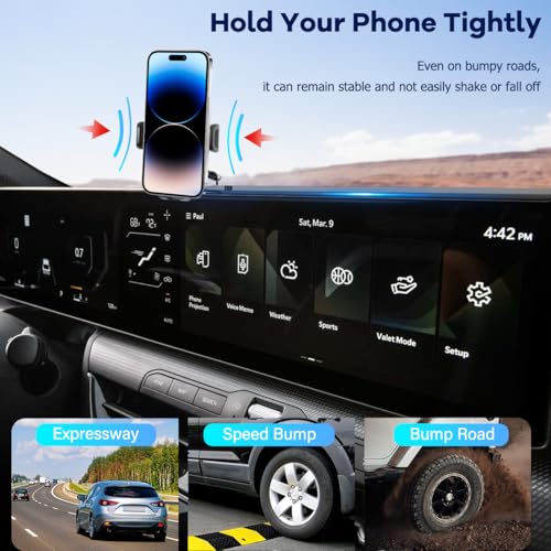 Image of Car Phone Holder Compatible with Kia K4 2025 2026 Accessories 12.3-Inch Screen Fixed Clip, Cell Phone Mount with Dash Organizer Storage Box Hands-Free 360 Rotation