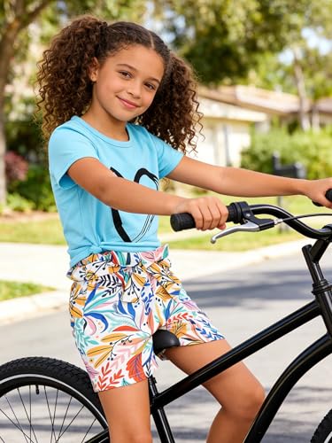 Image of KIDLAGA Toddler Kid Girl Outfits Clothes Floral Short Sleeve T-Shirt Top + Waist Pocketed Summer Short Sets 4-7T Girl Clothes