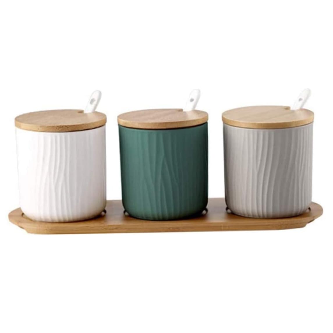 Ensemble de sucriers contenants à épices bouteilles d'assaisonnement en céramique pots à sucre avec cuillères et couvercles pour thé et café en vrac 3 pièces