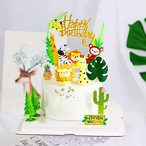 Specool Jungle Animal Cake Topper Diy Dessert Decoration De Gateau Joyeux Anniversaire Topper Decoration De Gateau Pour Garcon Fille Enfant Anniversaire Safari Animal Jungle Theme Parti Fournitures Jeux Et Jouets Decorations Et