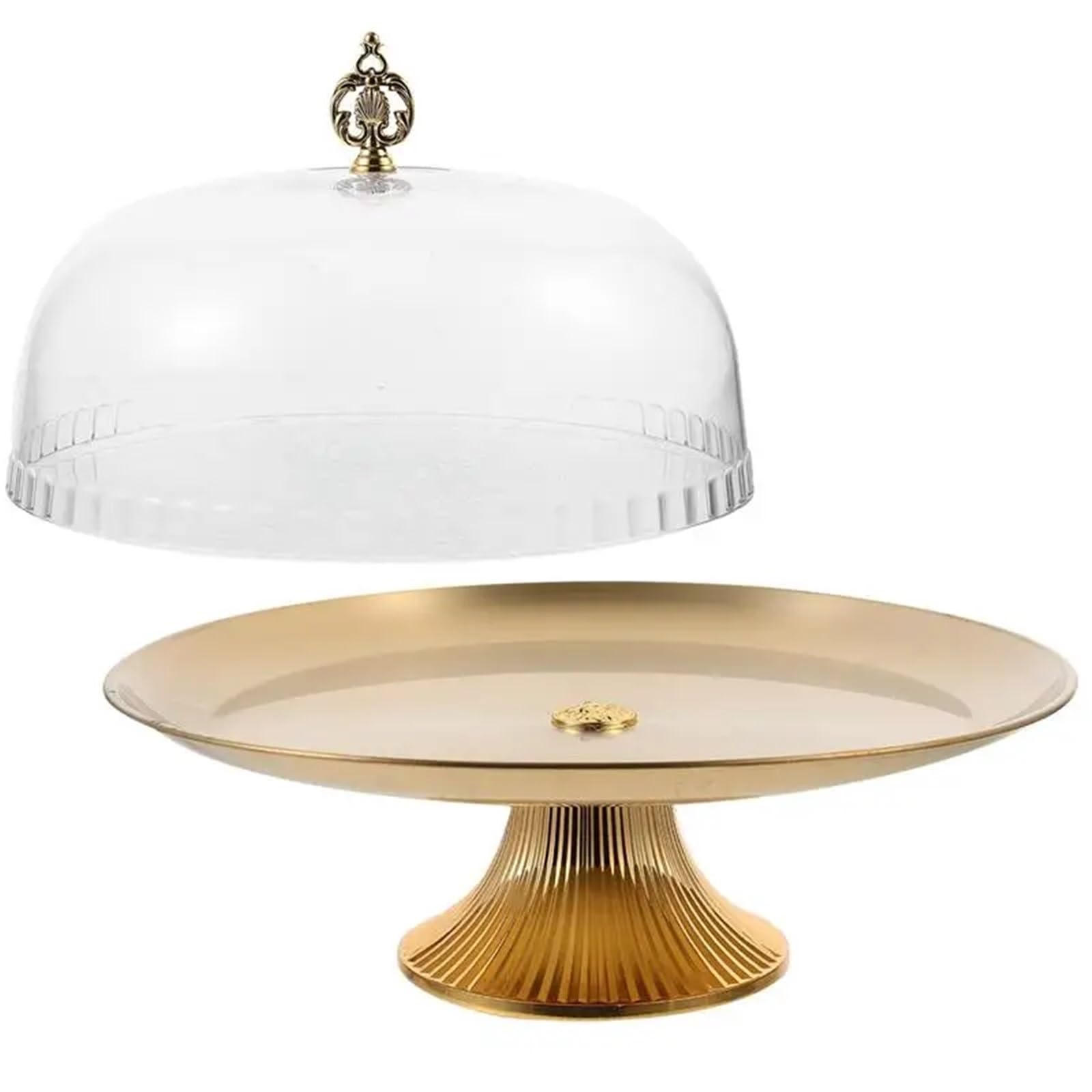 Alzata per Torta Vassoio da Esposizione Rotondo for Torta da 12 Pollici, Cupola in Ceramica di Vetro, Dessert di Nozze, Coperchio Alto in Cristallo, Coperchio da Forno Rotante, Prodotto con