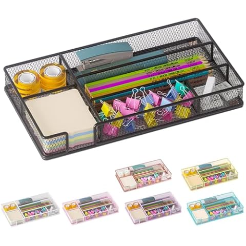 Becomrock Desk Drawer Organizer Tray, Mesh Desk Organizer, Office Drawer Organizer, Desk Accessories & Workspace Organizers, Suitable for Tools, Pencils, Office Supplies Storage (Black) Cover