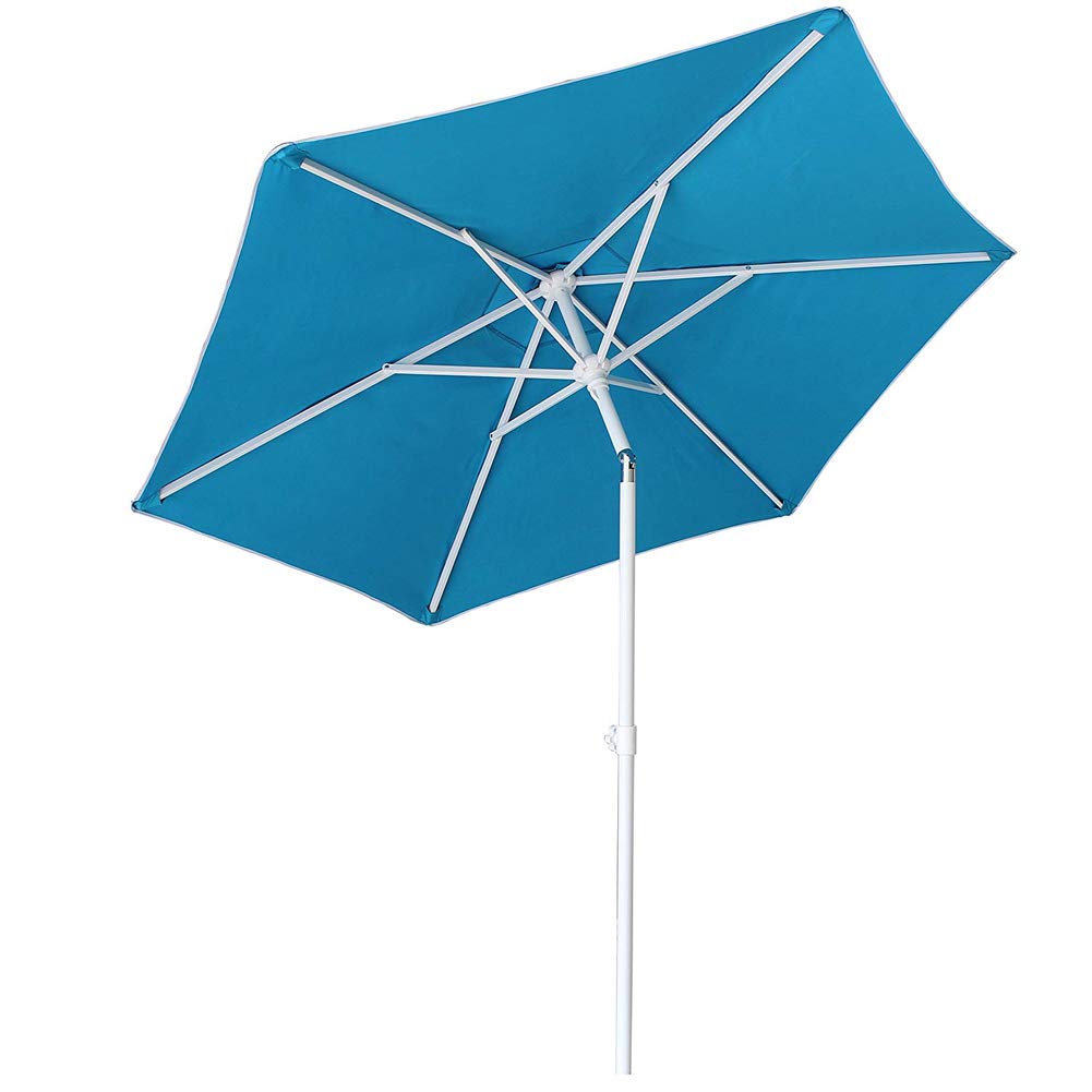 BAKAJI Ombrellone da Mare Spiaggia Giardino con Palo in Acciaio Reclinabile Rivestimento in Tessuto Anti UV Diametro 210 cm con Tracolla Custodia