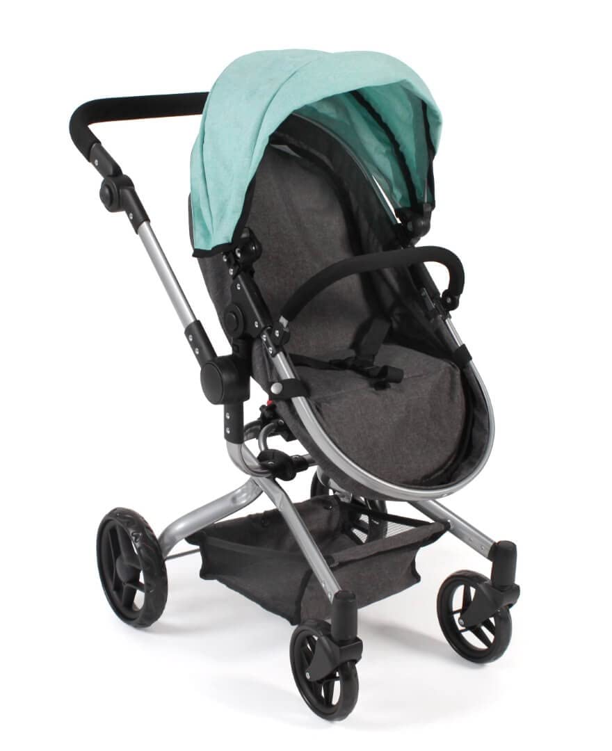 Bayer Chic 2000-Cochecito de muñecas Yolo, Color Melange Antracita-Menta, 71 x 42 x 81 cm (593 42), de 4 a 8 años.