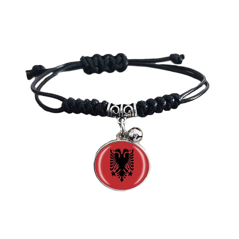 Wedarego Albania Flag Braided Bracelet Nylon Chain Crystal Wristband Souvenir,Fashion Handmade Bracelet For Man & Woman Special Day's Gift