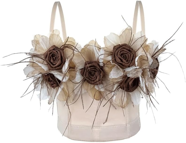 JSEIAJB Sexy Inner Vest Three-Dimensional Flower Tassel Suspender Bra Fashionable Outer Tights for Women