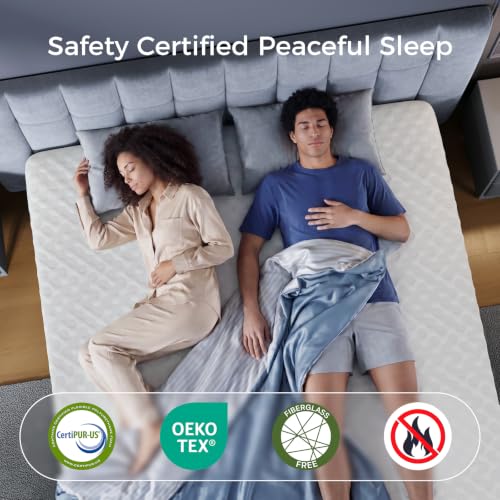 Image of Yaak 12 Inch Twin Memory Foam Mattress, Cooling Gel Made in USA, White | Medium firm, back pain relief, motion isolation, breathable, CertiPUR-US, Oeko-Tex, fiberglass free