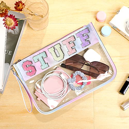 Dyshayen Glitter Letter Clear Zipper Pouch For Travel,Nylon Clear Cosmetic Stuff Bag,Makeup Travel Bag For Women (Multicoloured-Stuff) #TOP2