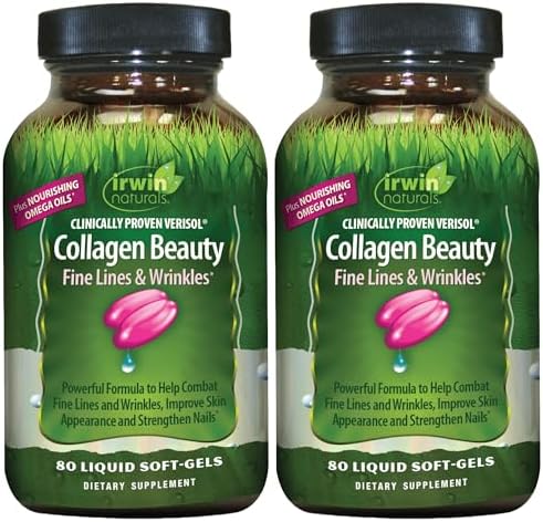 Irwin Naturals Collagen Beauty – 80 Liquid Soft-Gels – Advanced S...