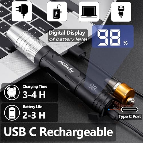 Alonefire SV124 EDC Flashlight Mini 365nm/395nm UV Blacklight, Yellow and White Light Digital Display USB C Rechargeable Pet Urine Detector for Rocks Gemstone with Little Focusing Tip,Built-in Battery - Image 5