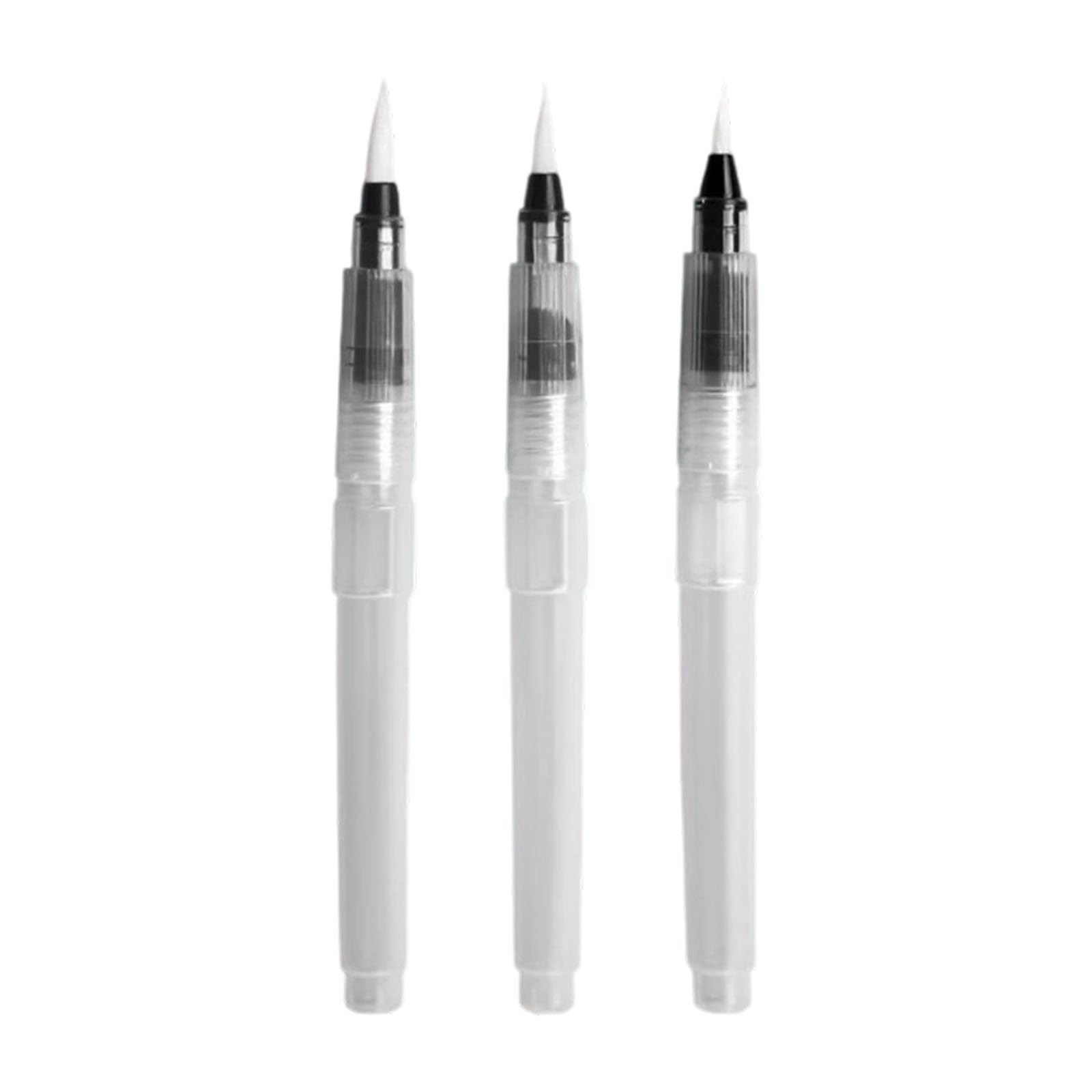 3 Pieces Large Capacity Watercolor Paint Brushes Refillable Art Brush Pen Flexible Nylon Bristles Portable Art Supplies Large Capacity Watercolor Brushes