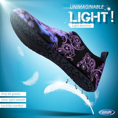 Image of SIMARI Water Shoes for Women Men Swim Aqua Socks Beach Pool Essentials Barefoot Surf River Boat Kayak Sea Yoga Sand Exercise Sport Accessories Breathable Quick-Dry Adult Youth Kid Size SWS001