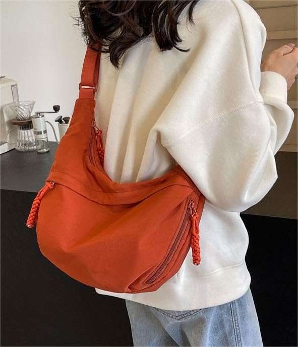 Image of Nylon Crescent Crossbody Bag for Women Shoulder Tote Handbag Casual Sling Bag Dumpling Purse Bag for Outdoor Travel