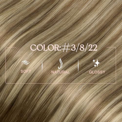 Image of Easyouth Nano Extensions Human Hair, 20 Inch 50G 50S, Ombre Dark Brown to Blonde with Brown, Nano Beads Balayage, Add Length and Volume for Daily, Longer Instantly