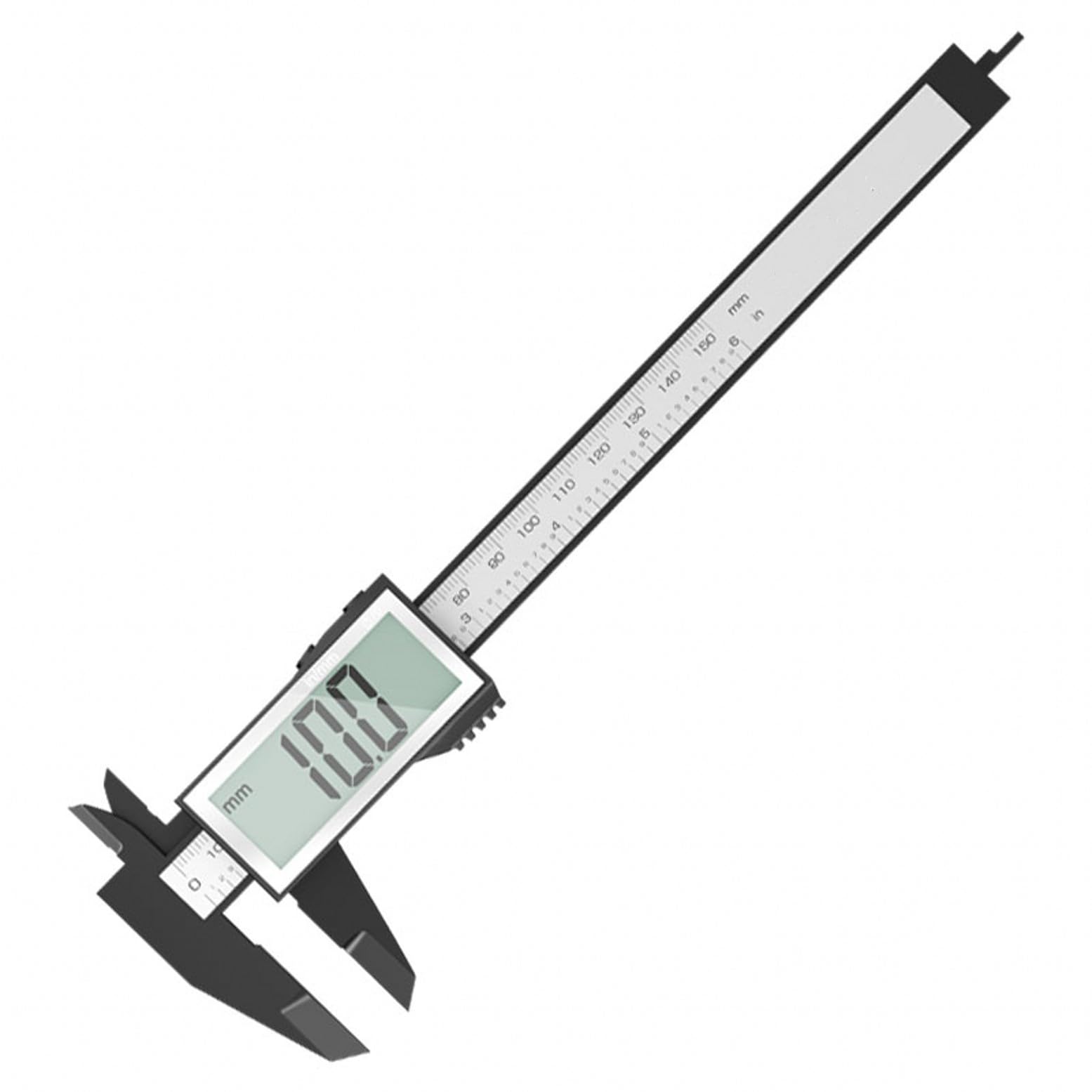 JZK calibro digitale elettronico da 150 mm in plastica con grande schermo LCD, 15 cm 6 pollici conversione metrica in pollici, misuratore di profondità, strumento di misura per diametro interno