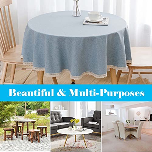Nappe texturée en lin chic de style ferme avec dentelle 120cm - 6