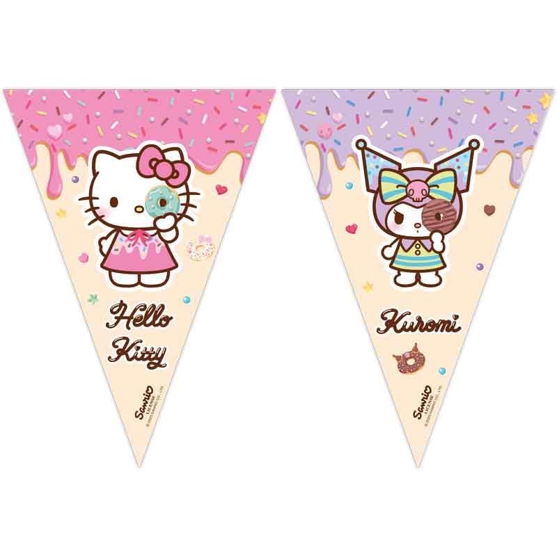 Procos Flag Banner Hello Kitty Kuromi FSC® Mix, Hanging Decoration, Garland, Birthday, Theme Party
