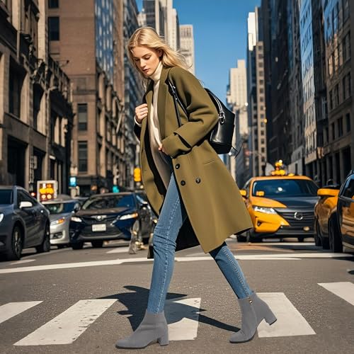 Ankle Boots for Women Low Heel Suede Wide Width Chunky Short Booties Comfortable Fashion Work Winter Boots 2 Inch2