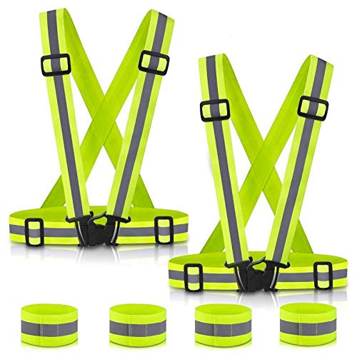 Reflective Vest Running Gear 2Pack, SAWNZC Adjustable Safety Vests Outdoor Reflective Belt High