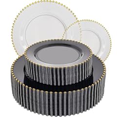 Clear Black and Gold Plastic Plates