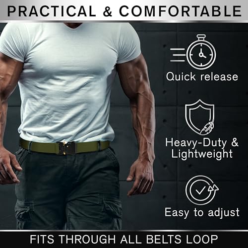 Image of TECEUM Tactical Belt - Heavy-Duty & Quick Release - Military, Work, Rigger, Duty & Utility Belt for Men
